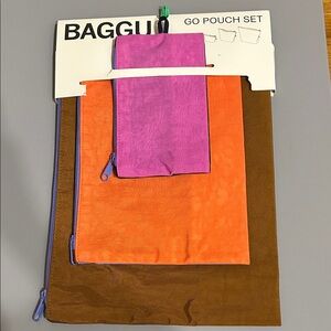 BAGGU Go Pouch Set in Purple, Orange, and Brown